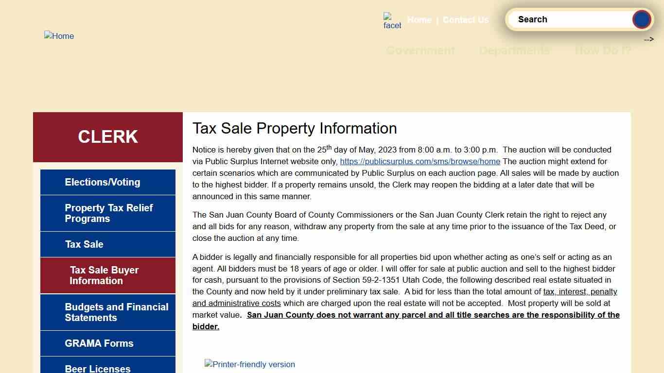 Tax Sale Property Information San Juan County UT