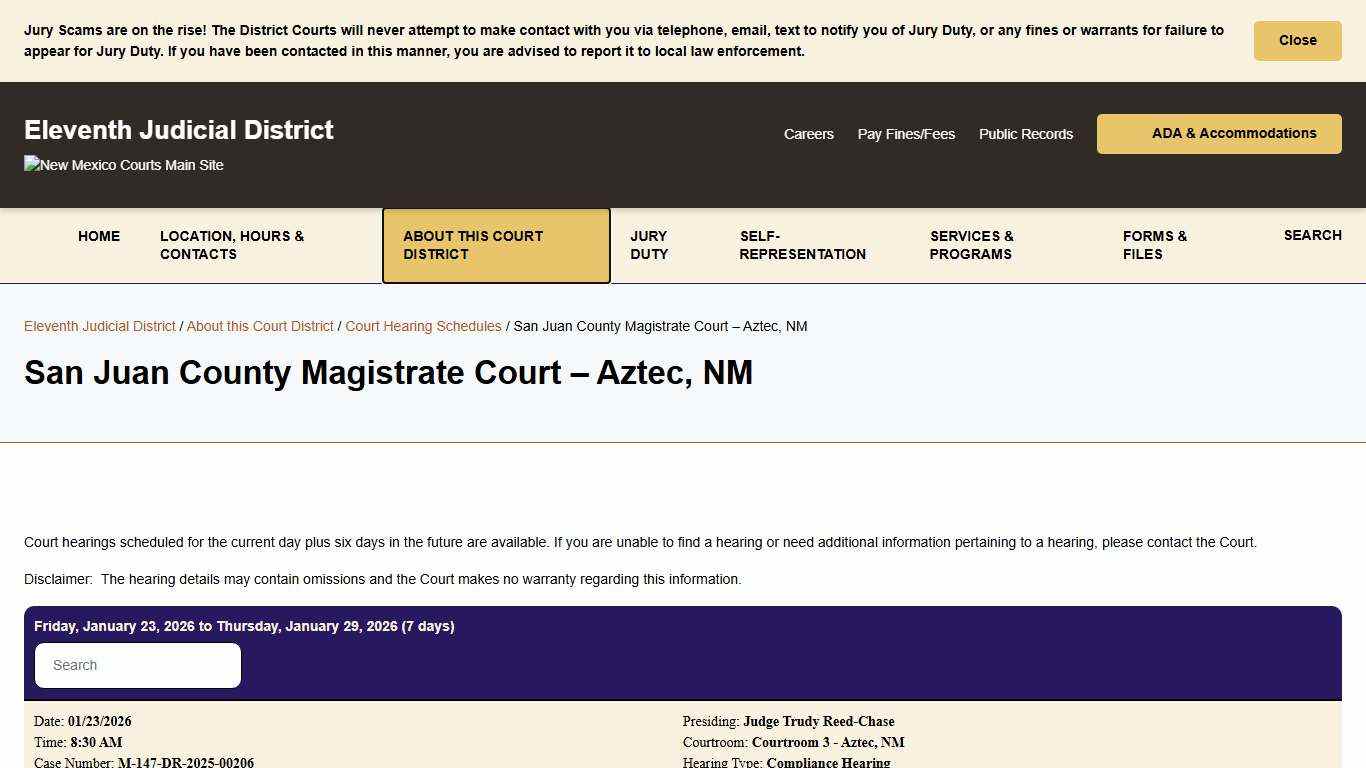 San Juan County Magistrate Court - Aztec, NM - Eleventh Judicial District